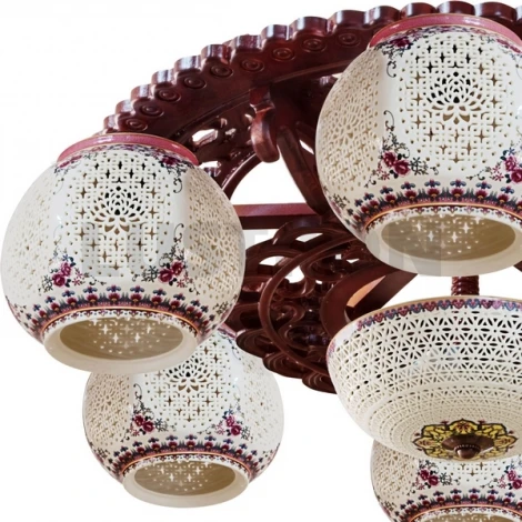 Потолочная люстра N-Light 6248 6248-6+3 красное дерево