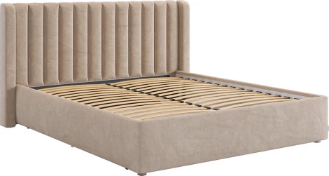 Кровать с основанием Ева 160х200 см Mebelson (ДСП,ЛДСП,Велюр/Капучино) арт.ZO.KM1.6-23.2170