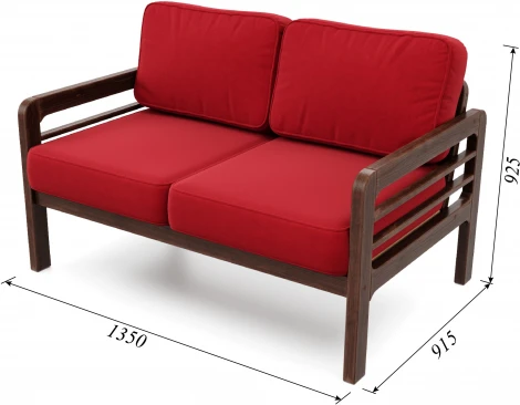 Диван Arsko прямой Бергер М орех велюр красный