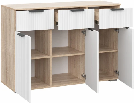 Комод Woodville Стокгольм КМ03-1200 дуб сонома / line софт пломбир