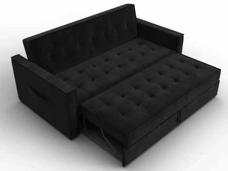 Диван прямой Лига-104 (160) (ЛДСП,Брус,Фанера,Велюр/Черный) Лига Диванов 134889