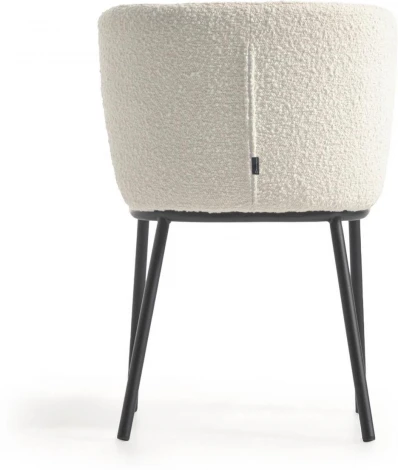 Стул Ciselia из белой ткани букле и черного металла La Forma (ex Julia Grup) арт.108355