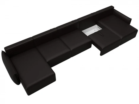 Диван П-образный Лига-051 НПБ МегаЛонг (ЛДСП,Брус,Фанера/Пластик/Экокожа/Коричневый) Лига Диванов 129899