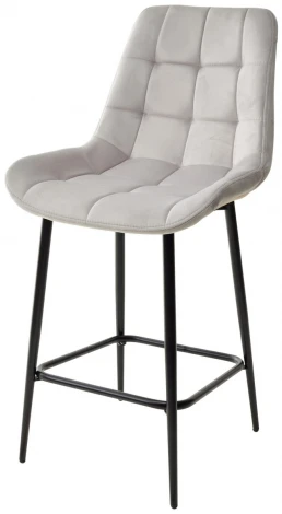 Полубарный стул ХОФМАН, цвет H-09 Светло-серый, велюр / черный каркас H=63cm