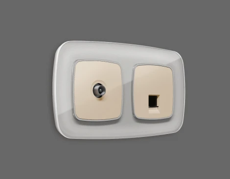 Лицевая панель Ambrella Volt OMEGA (Бежевый глянец) для TV розетки QUANT OP3130