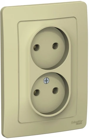 Розетка встраиваемая двойная без заземления (бежевый) Systeme Electric Blanca BLNRS000027
