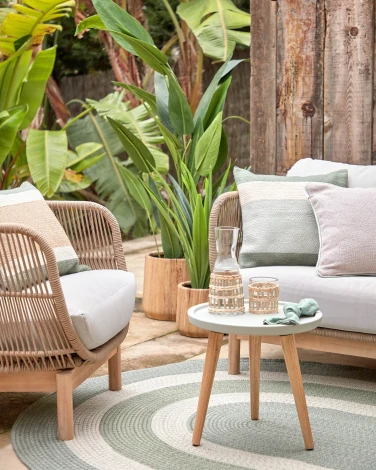 Кресло из ротанга La Forma (ex Julia Grup) Catalina (Серый,Бежевый/ Акация,Веревка,Пена,Алюминий)