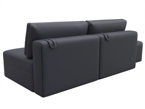 Диван прямой модульный с пуфом Лига-060 НПБ (ЛДСП,Брус,Фанера/Пластик/Экокожа/Серый) Лига Диванов 130055