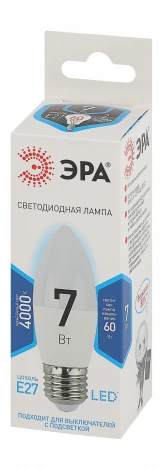 Лампочка светодиодная E27 7W ЭРА LED B35-7W-840-E27