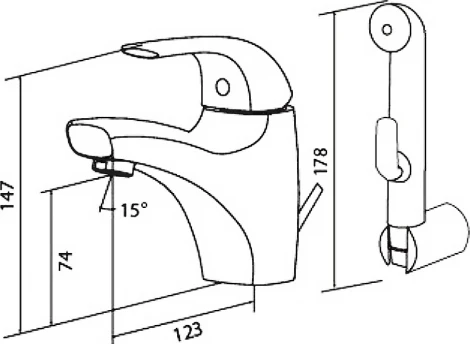 Смеситель Am.Pm Sense 5 F7503032 для раковины с гигиеническим душем