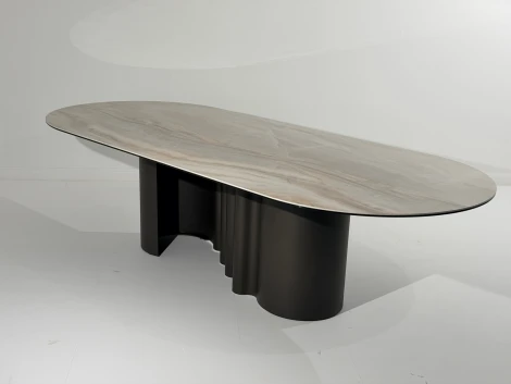 Стол ВЕНТО (VENTO) 280 ТОПАЗ TL-617, испанская керамика/ Коричневый графит каркас, ®DISAUR M-City 64818