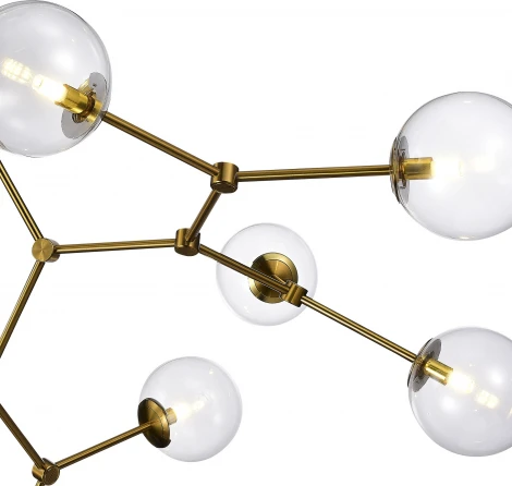 Потолочная люстра на штанге ST Luce Chieti SL1506.203.08 Золотистый/Прозрачный E14 8*40W (220V, шарики, молекулы)