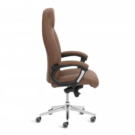 Кресло Босс Люкс/Boss Lux (26) хром Экокожа LUX Classic 18-24, коричневый Tetchair 25933