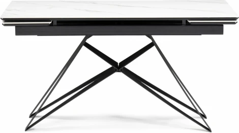 Керамический стол Notta Блэкберн 140(200)х80х75 белый мрамор snow white / черный арт.612170