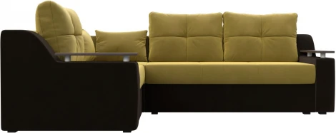 Диван угловой Кронос левый угол (Желтый,Коричневый/Микровельвет) Лига Диванов арт.114617L