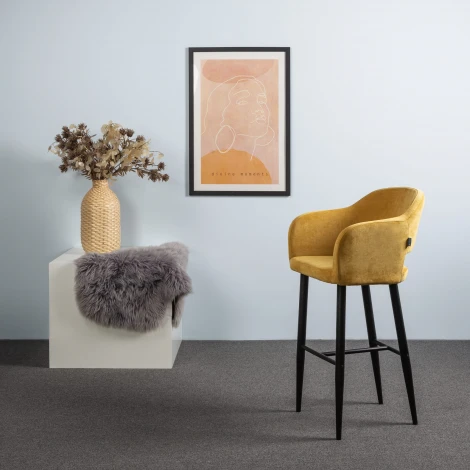 Стул барный R-Home Oscar Сканди Желт/Черный