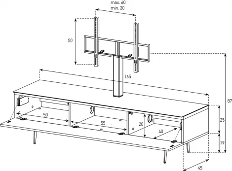 Тумба под телевизор Sonorous ST 361F BLK BLK SL