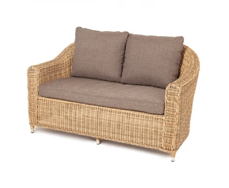 Диван из искусственного ротанга двухместный, цвет соломенный 4SIS Кон Панна YH-C2808W