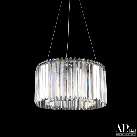 Подвесная люстра светодиодная APL LED Sicilia SH09.40.A.Ni.4000 (220V, хрусталь, на тросе)