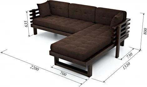 Диван Arsko Стоун Угловой венге шоколадный велюр