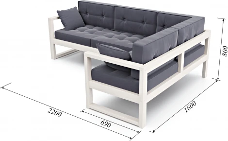 Диван Arsko Астер У беленый дуб серый велюр