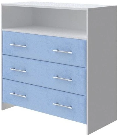 PROxSON Комод Varna (ЛДСП Белая+ткань Белый/Teddy Небесно-голубой) 90x40