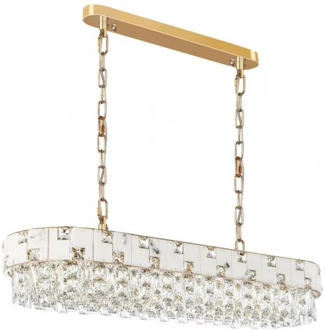 Подвесная люстра Odeon Light Chessi 5076/10 золото/прозрачный/белый/металл/хрусталь/алебастр E14 10*40W (220V, на цепи)