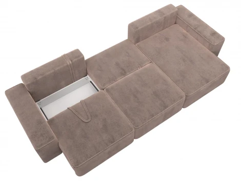 Диван угловой Лига-074 угол универсальный (ДСП/Пластик/Велюр/Бежевый) Лига Диванов 129867