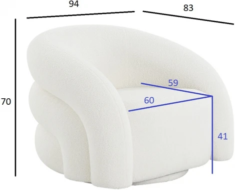 Кресло поворотное, иск.мех белый 94*83*70см Garda Decor арт.DY-KRES-117 BEL