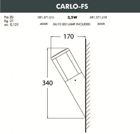 Настенный светильник уличный Fumagalli Carlo DR1.571.000.LXU1L (220V, факел, IP55)