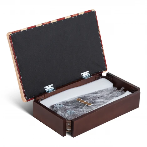 Банкетка Ретро М с ящиком средне-коричневый, ткань полоса бордо Mebelik 009374