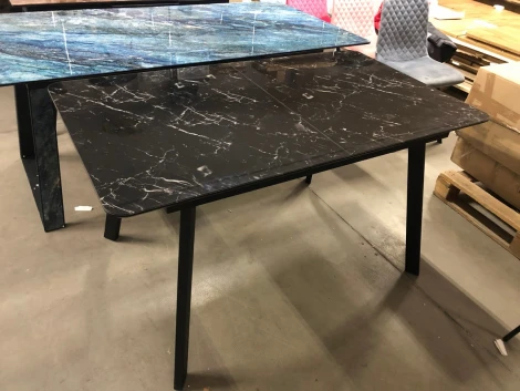 Стол АРУБА 140 ЧЕРНЫЙ МРАМОР, стекло / ЧЕРНЫЙ