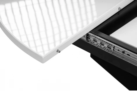 Стеклянный стол Woodville Лауриц d1000 раскладной белый / черный 504213