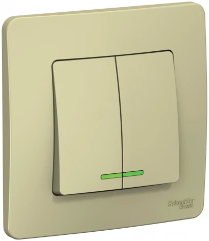 Выключатель встраиваемый двухклавишный с подсветкой (бежевый) Systeme Electric Blanca BLNVS010517