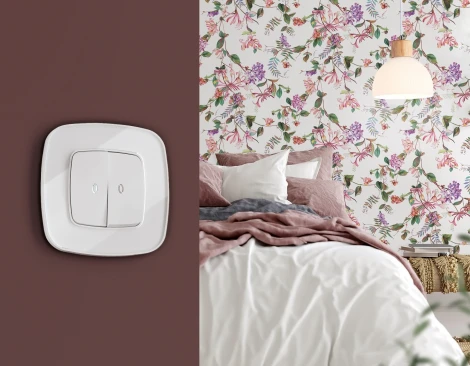 Лицевая панель Ambrella Volt OMEGA (Белый матовый) для 2-кл выключателей с подсветкой QUANT OP1240