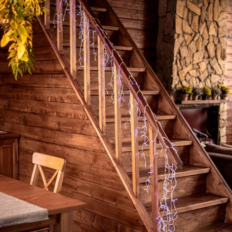 Бахрома светодиодная с эффектом мерцания, 3м. соединяемая, 200 светодиодов, синий и белый свет Uniel ULD-B3007-200/TTK BLUE-WHITE IP44