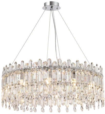Подвесная люстра большая Legacy 2158/09/12P Stilfort (220V, хрусталь, подвески, на тросе, круглые)