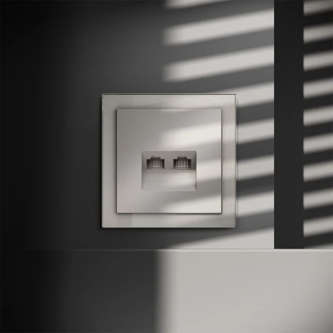 Розетка двойная Ethernet RJ-45 (кашемир) Voltum S70 VLS060203