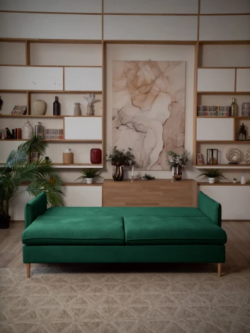 СКАНДИ Диван тканевый прямой изумрудный D1 furniture арт.AAA41309011