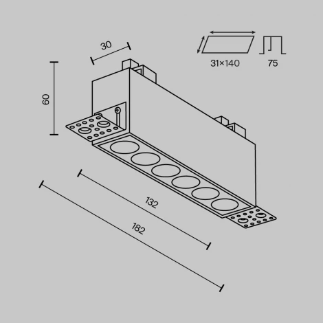 Встраиваемый линейный светильник под гипсокартон светодиодный Maytoni Points DL065-12W3-6K-TRS-W (220V)