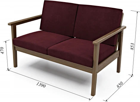 Диван Arsko прямой Лориан М орех велюр бордовый