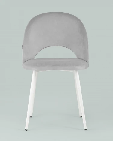 Стул Stool Group Меган велюр светло-серый белые ножки УТ000025584