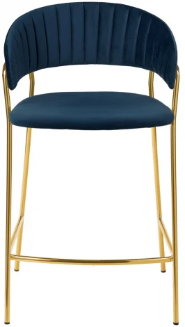 Стул полубарный Turin синий с золотыми ножками Bradex Home FR 0909