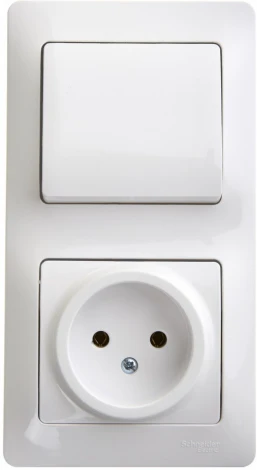 Розетка встраиваемая без заземления с одноклавишным выключателем (белый) Systeme Electric Glossa GSL000160