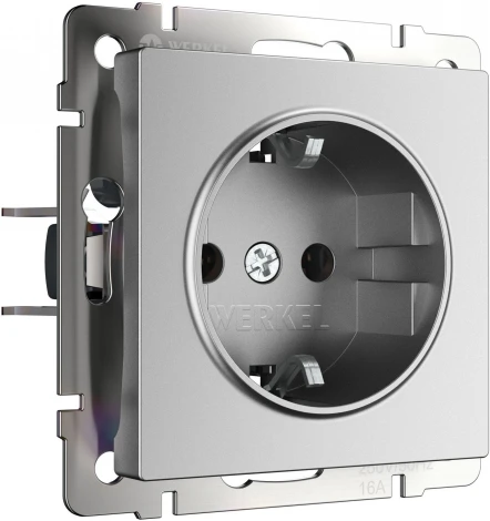 Розетка с заземлением (серебряный матовый) Werkel W1171065 (a063612)