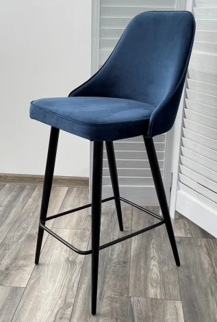 Полубарный стул M-City NEPAL-PB СИНИЙ #29, велюр/ черный каркас (H=68cm)