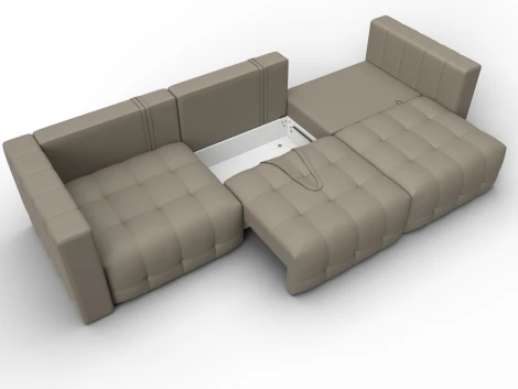 Диван прямой Лига-052 НПБ Лонг (ЛДСП,Брус,Фанера/Пластик/Экокожа/Бежевый) Лига Диванов 129906