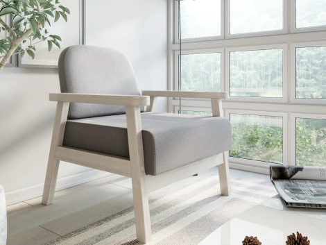 Кресло Arsko Флори беленый дуб велюр серый