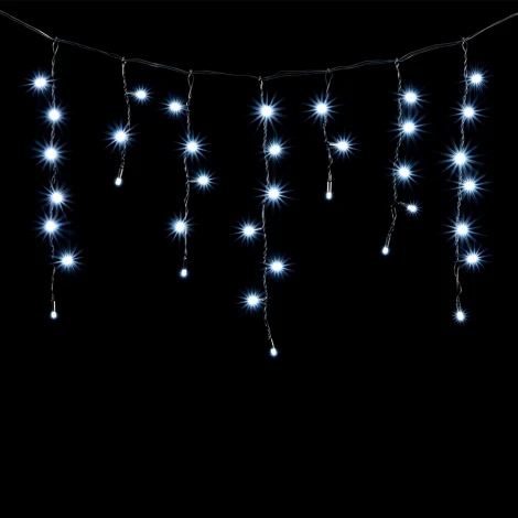 Гирлянда Бахрома с Колпачком 3,1 x 0,5 м Белая 220В, 120 LED, Провод Черный ПВХ, IP65