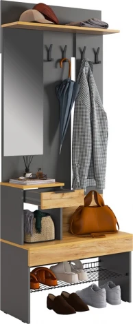 Прихожая "Баско К2" Mebelson (ЛДСП/Графит,Дуб крафт золотой) арт.ПК02Баско.3319